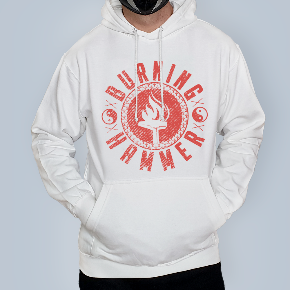 Burning Hammer White Hoodie