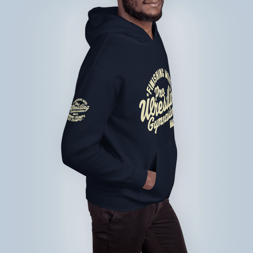 Finishing Move Pro Wrestling Gymnasium Navy Hoodie