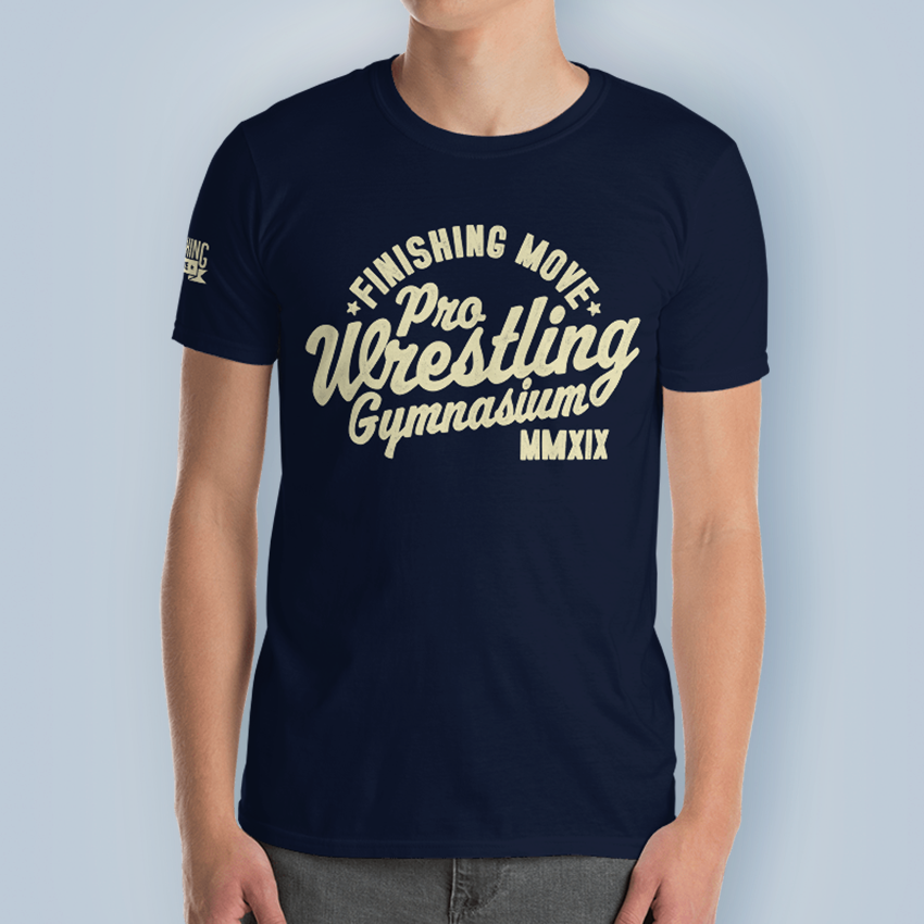 Finishing Move Pro Wrestling Gymnasium Navy T-Shirt